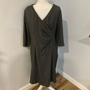Talbots Size 18 Faux Wrap Dress Gray 1/2 Sleeve